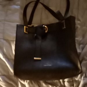 Calvin Klein black leather top with small bag